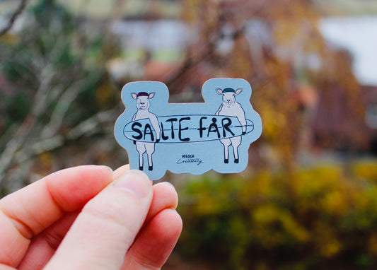 Salte får klistremerke